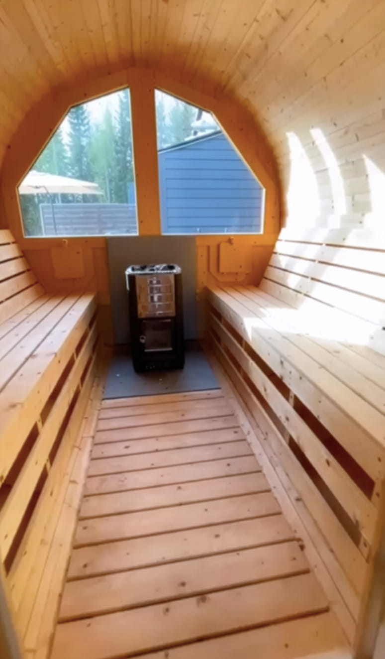 Wood sauna at SBC Lodge